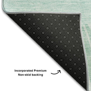 HomeRoots 5' X 8' Teal & Ivory Abstract Area Rug - Washable, UV-Protected, Durable for High-Traffic Spaces 655417