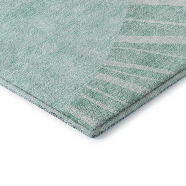 HomeRoots 5' X 8' Teal & Ivory Abstract Area Rug - Washable, UV-Protected, Durable for High-Traffic Spaces 655417
