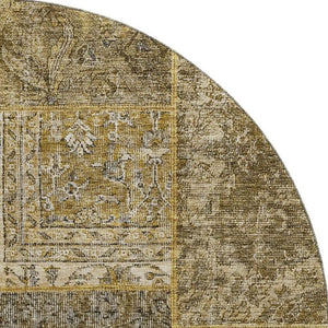 HomeRoots 8' Brown Gray and Charcoal Patchwork Washable Round Rug - Durable, Stylish, UV-Protected Design! 655424
