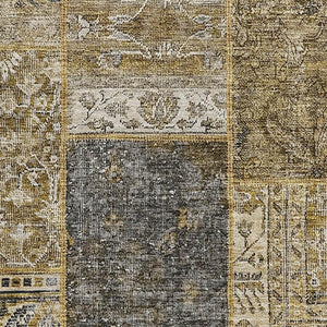 HomeRoots 8' X 10' Stylish Brown Gray Charcoal Patchwork Washable Area Rug - UV Protected & Easy Care Design 655425