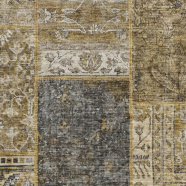 HomeRoots 8' X 10' Stylish Brown Gray Charcoal Patchwork Washable Area Rug - UV Protected & Easy Care Design 655425