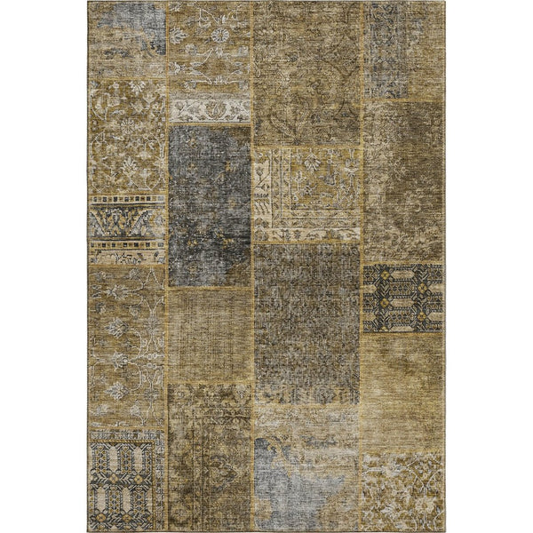 HomeRoots 9' X 12' Stylish Brown Gray Charcoal Patchwork Area Rug - Washable, Stain-Resistant, UV Protected! 655426