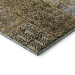 HomeRoots 9' X 12' Stylish Brown Gray Charcoal Patchwork Area Rug - Washable, Stain-Resistant, UV Protected! 655426