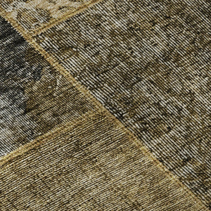 HomeRoots 9' X 12' Stylish Brown Gray Charcoal Patchwork Area Rug - Washable, Stain-Resistant, UV Protected! 655426