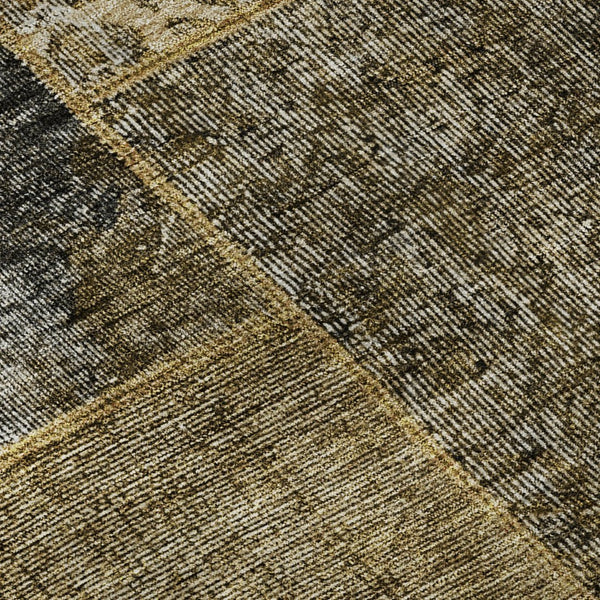 HomeRoots 9' X 12' Stylish Brown Gray Charcoal Patchwork Area Rug - Washable, Stain-Resistant, UV Protected! 655426