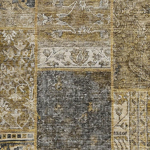 HomeRoots 10' Brown Gray Charcoal Patchwork Washable Area Rug - Durable, UV Protected, Easy-Care for Homes 655427