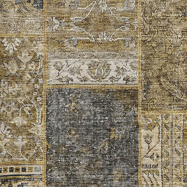 HomeRoots 10' Brown Gray Charcoal Patchwork Washable Area Rug - Durable, UV Protected, Easy-Care for Homes 655427