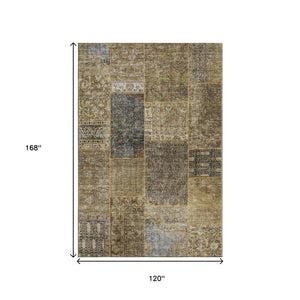 HomeRoots 10' Brown Gray Charcoal Patchwork Washable Area Rug - Durable, UV Protected, Easy-Care for Homes 655427
