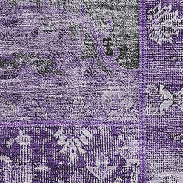 HomeRoots 8' X 10' Eggplant & Gray Patchwork Area Rug – Washable, Stain-Resistant, UV Protected for Homes 655431