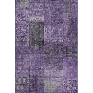 HomeRoots 9' X 12' Eggplant & Gray Patchwork Area Rug – Durable, Washable, UV-Protected, Perfect for High-Traffic Homes! 655432