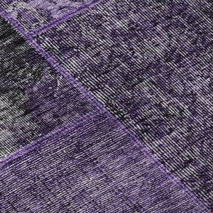 HomeRoots 9' X 12' Eggplant & Gray Patchwork Area Rug – Durable, Washable, UV-Protected, Perfect for High-Traffic Homes! 655432