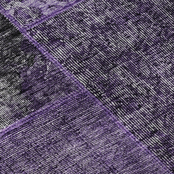 HomeRoots 9' X 12' Eggplant & Gray Patchwork Area Rug – Durable, Washable, UV-Protected, Perfect for High-Traffic Homes! 655432