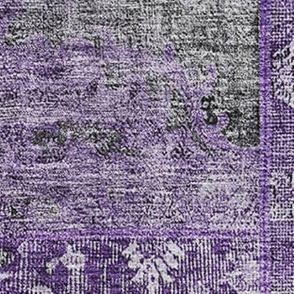 HomeRoots 10' X 14' Eggplant and Gray Patchwork Washable Area Rug - Durable, UV-Protected, Stain-Resistant Design 655433