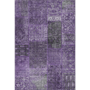 HomeRoots 10' X 14' Eggplant and Gray Patchwork Washable Area Rug - Durable, UV-Protected, Stain-Resistant Design 655433
