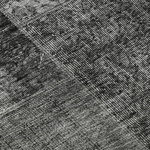 HomeRoots 8' Gray and Silver Patchwork Round Rug - Washable, UV Protected, Stain-Resistant for Busy Homes! 655442