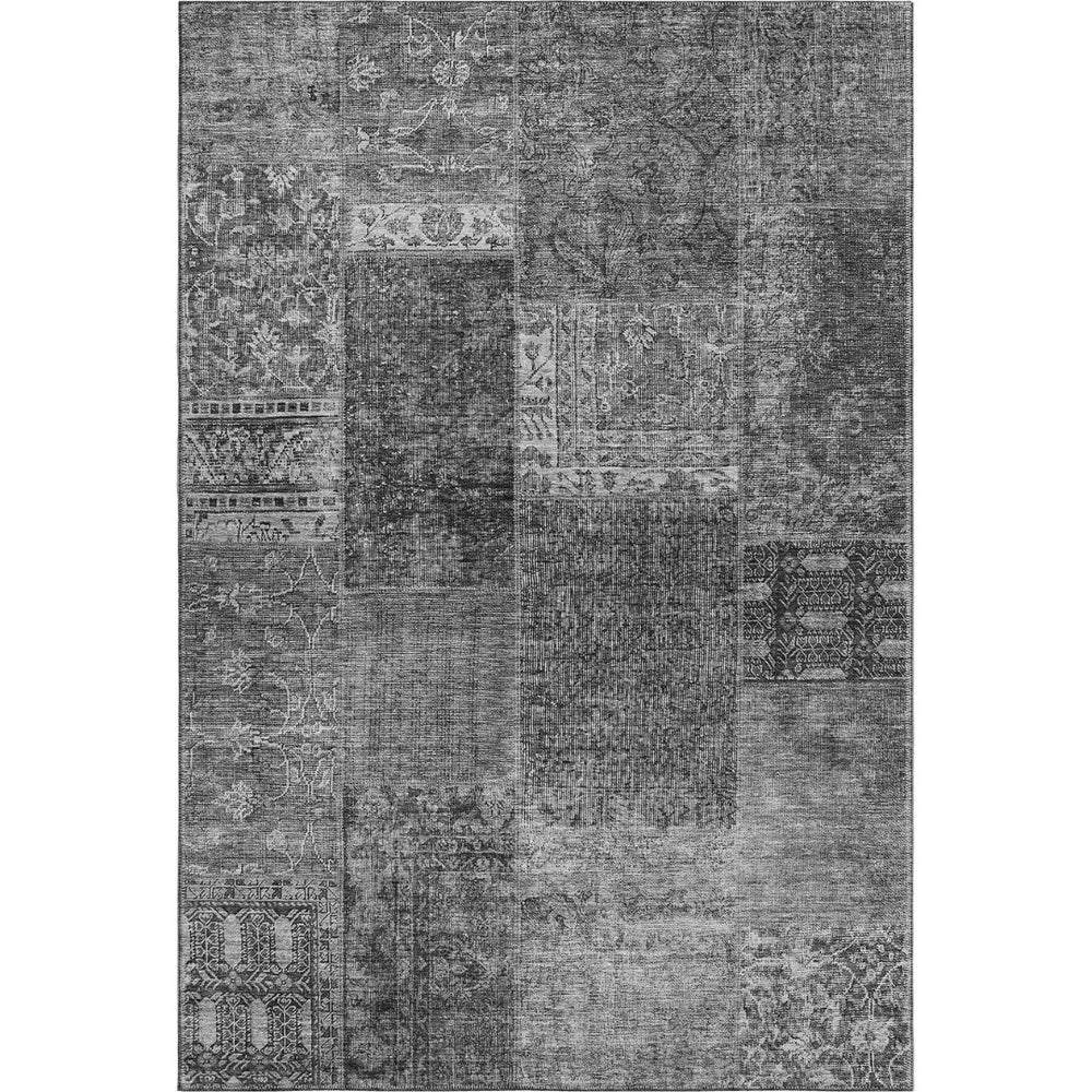HomeRoots 8' X 10' Gray and Silver Patchwork Area Rug - Washable, UV Protected, Durable for Modern Living Spaces 655443