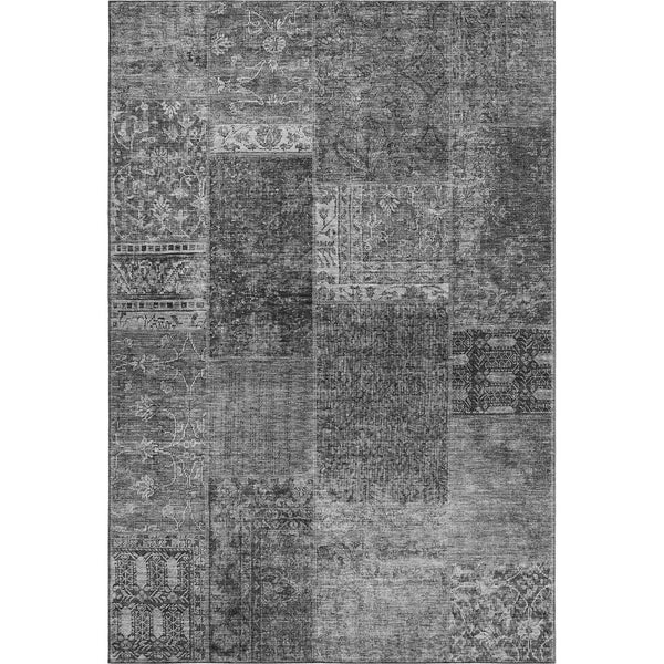 HomeRoots 8' X 10' Gray and Silver Patchwork Area Rug - Washable, UV Protected, Durable for Modern Living Spaces 655443