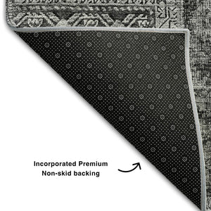 HomeRoots 8' X 10' Gray and Silver Patchwork Area Rug - Washable, UV Protected, Durable for Modern Living Spaces 655443