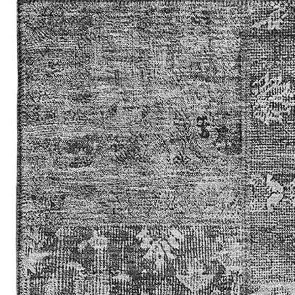 HomeRoots 8' X 10' Gray and Silver Patchwork Area Rug - Washable, UV Protected, Durable for Modern Living Spaces 655443