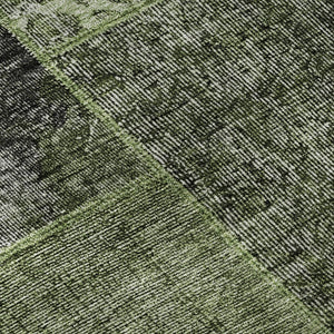 HomeRoots 9' X 12' Olive Green & Gray Patchwork Area Rug – Washable, UV-Protected, Perfect for High-Traffic Rooms 655456