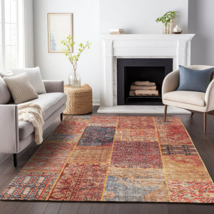HomeRoots 5' X 8' Colorful Patchwork Area Rug with UV Protection – Durable, Stain-Resistant, Easy Care Design 655459