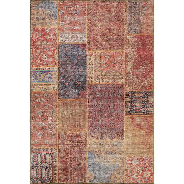 HomeRoots 5' X 8' Colorful Patchwork Area Rug with UV Protection – Durable, Stain-Resistant, Easy Care Design 655459