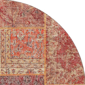 HomeRoots 8' Vibrant Red, Blue & Gold Patchwork Washable Round Rug with UV Protection for Indoor & Outdoor Use 655460