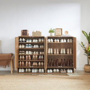 English Elm Rattan Door Shoe Cabinet Six Tier Adjustable Shelving Entryway Storage Organizer Caramel W1820P399463