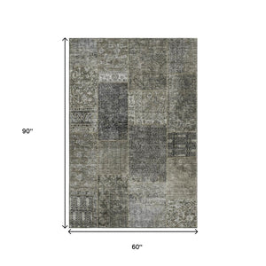 HomeRoots 5' X 8' Patchwork Area Rug in Taupe Gray & Brown - Washable, UV Protected, Stylish & Durable Design 655471