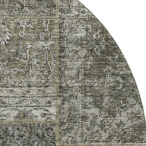 HomeRoots 8' Stylish Taupe Gray & Brown Patchwork Round Rug - Washable, Stain-Resistant, UV Protected Design 655472
