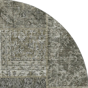 HomeRoots 8' Stylish Taupe Gray & Brown Patchwork Round Rug - Washable, Stain-Resistant, UV Protected Design 655472