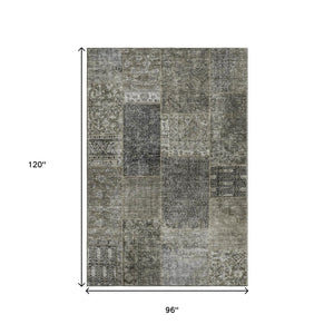 HomeRoots 8' X 10' Taupe Gray and Brown Patchwork Area Rug - Washable, UV Protected, Stain-Resistant Comfort! 655473