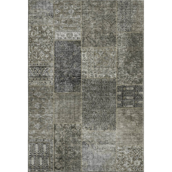 HomeRoots 8' X 10' Taupe Gray and Brown Patchwork Area Rug - Washable, UV Protected, Stain-Resistant Comfort! 655473