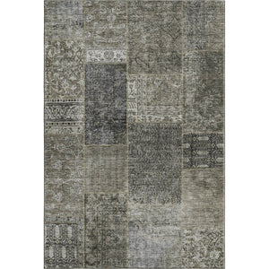 HomeRoots 9' X 12' Patchwork Area Rug in Taupe Gray & Brown – Washable, Stain Resistant, UV Protected Design 655474