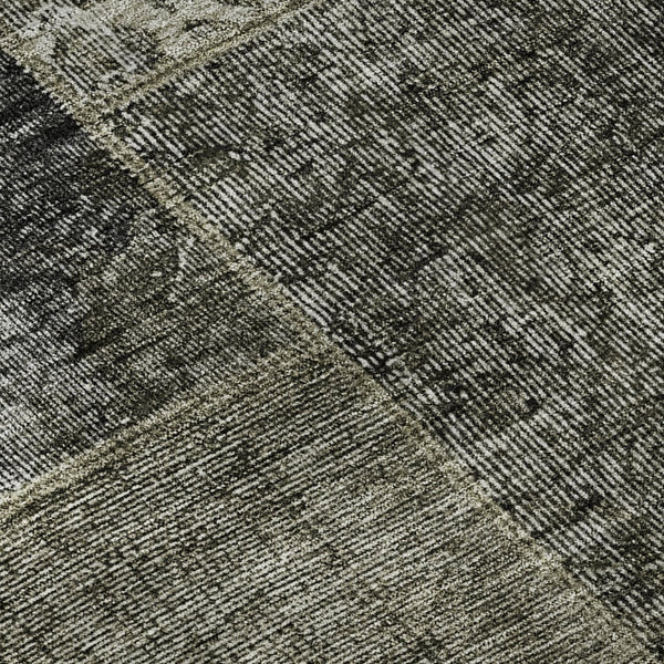 HomeRoots 9' X 12' Patchwork Area Rug in Taupe Gray & Brown – Washable, Stain Resistant, UV Protected Design 655474
