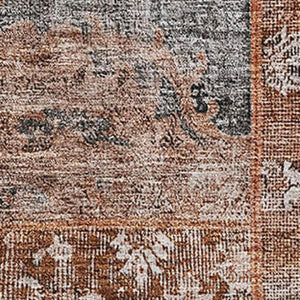 HomeRoots 5' X 8' Terra Cotta Gray Charcoal Patchwork Area Rug - Washable, UV Protected & Stain Resistant 655477
