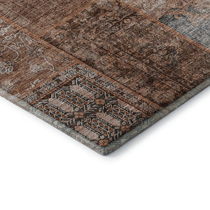 HomeRoots 8' X 10' Terra Cotta Gray Charcoal Patchwork Area Rug - Washable, UV Protected, Stain Resistant Charm 655479