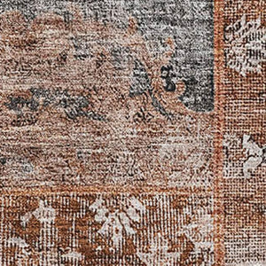 HomeRoots 10' X 14' Stylish Terra Cotta Gray Charcoal Patchwork Area Rug - Washable, UV Protected, Easy Care! 655481