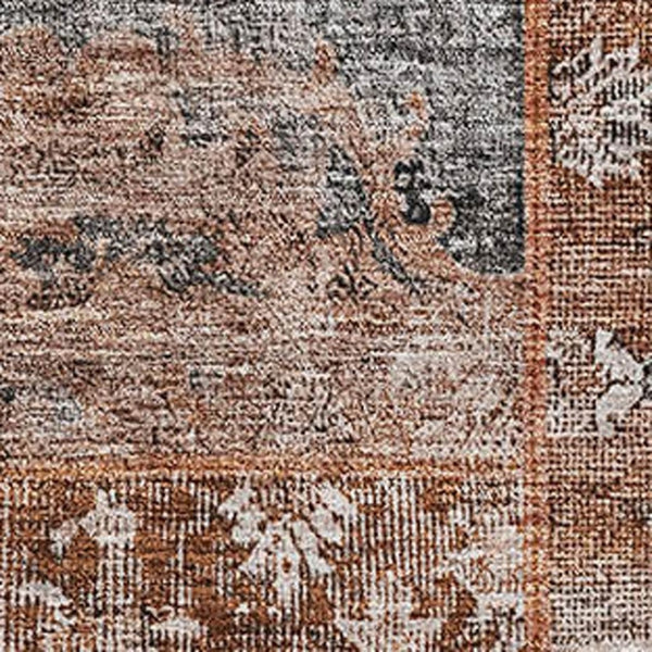 HomeRoots 10' X 14' Stylish Terra Cotta Gray Charcoal Patchwork Area Rug - Washable, UV Protected, Easy Care! 655481