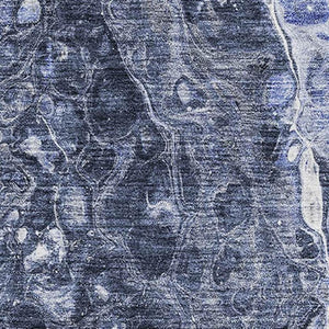 HomeRoots 8' X 10' Abstract Navy Blue & Ivory Washable Area Rug with UV Protection for Stylish Living Spaces 655497