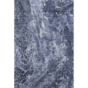 HomeRoots 9' X 12' Navy Blue and Ivory Abstract Area Rug - Washable, Stain-Resistant, UV Protected for Durability 655498