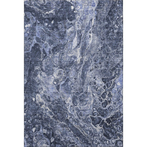 HomeRoots 9' X 12' Navy Blue and Ivory Abstract Area Rug - Washable, Stain-Resistant, UV Protected for Durability 655498