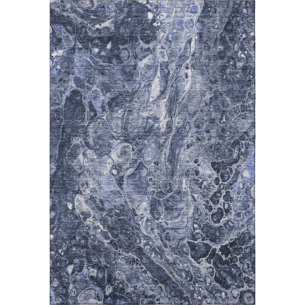 HomeRoots 9' X 12' Navy Blue and Ivory Abstract Area Rug - Washable, Stain-Resistant, UV Protected for Durability 655498