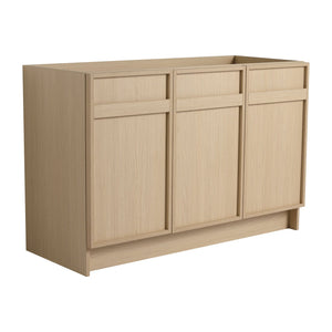 English Elm 48" Freestanding Bathroom Vanity with 3 Soft-Close Doors, Adjustable Shelf, Scratch & Water-Resistant Finish W999P239163