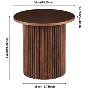 English Elm Walnut Wood Veneer Round Coffee Table - Elegant Mid-Century Design With Sturdy Metal Base, 23.23" W1164P225860-GIGA