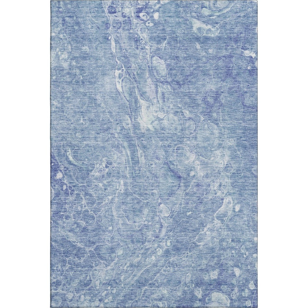 HomeRoots 5' Sky Blue & Ivory Abstract Area Rug – Washable, UV Protected, Soft & Durable for Busy Homes 655501