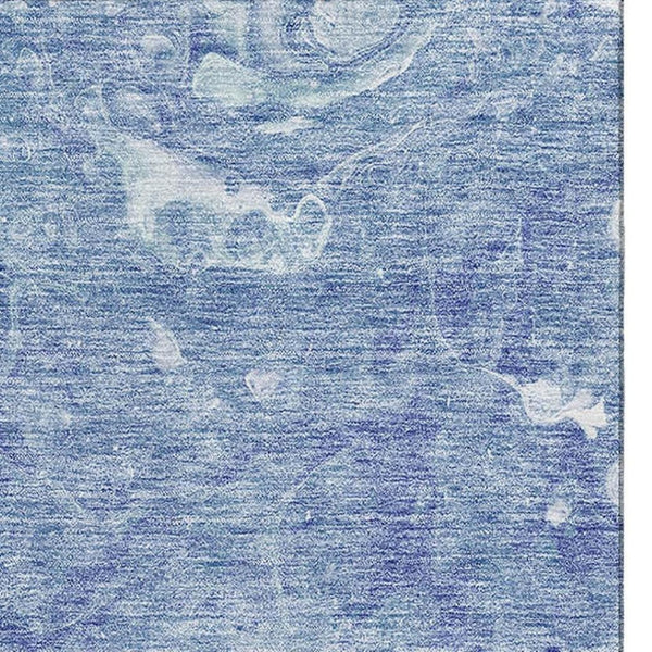HomeRoots 5' Sky Blue & Ivory Abstract Area Rug – Washable, UV Protected, Soft & Durable for Busy Homes 655501
