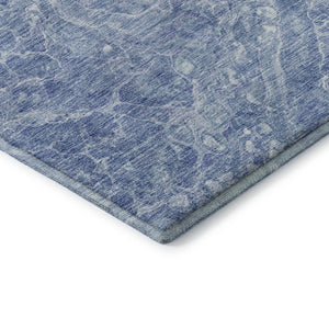 HomeRoots 8' Sky Blue & Ivory Abstract Washable Round Rug - UV Protected, Soft, Durable & Family-Friendly Design 655502