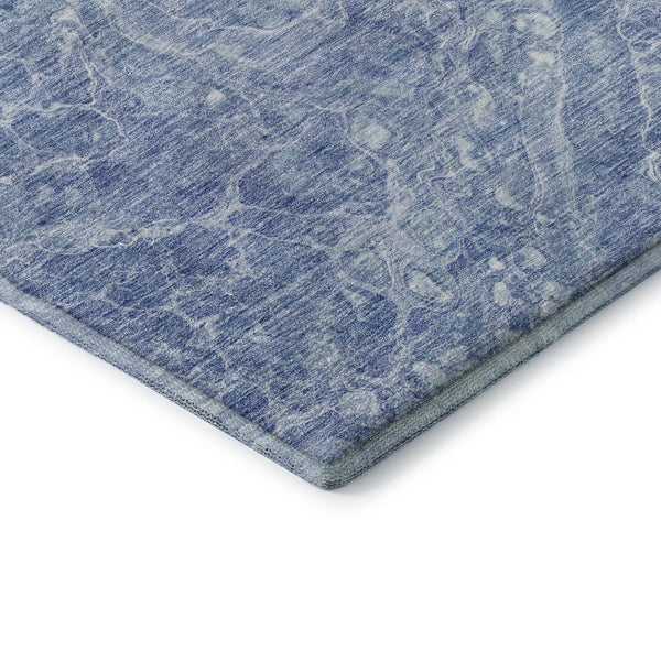 HomeRoots 8' Sky Blue & Ivory Abstract Washable Round Rug - UV Protected, Soft, Durable & Family-Friendly Design 655502