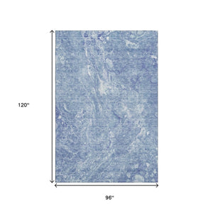 HomeRoots 8' X 10' Sky Blue & Ivory Abstract Washable Rug - UV Protected, Stain-Resistant, Ideal for Any Space 655503